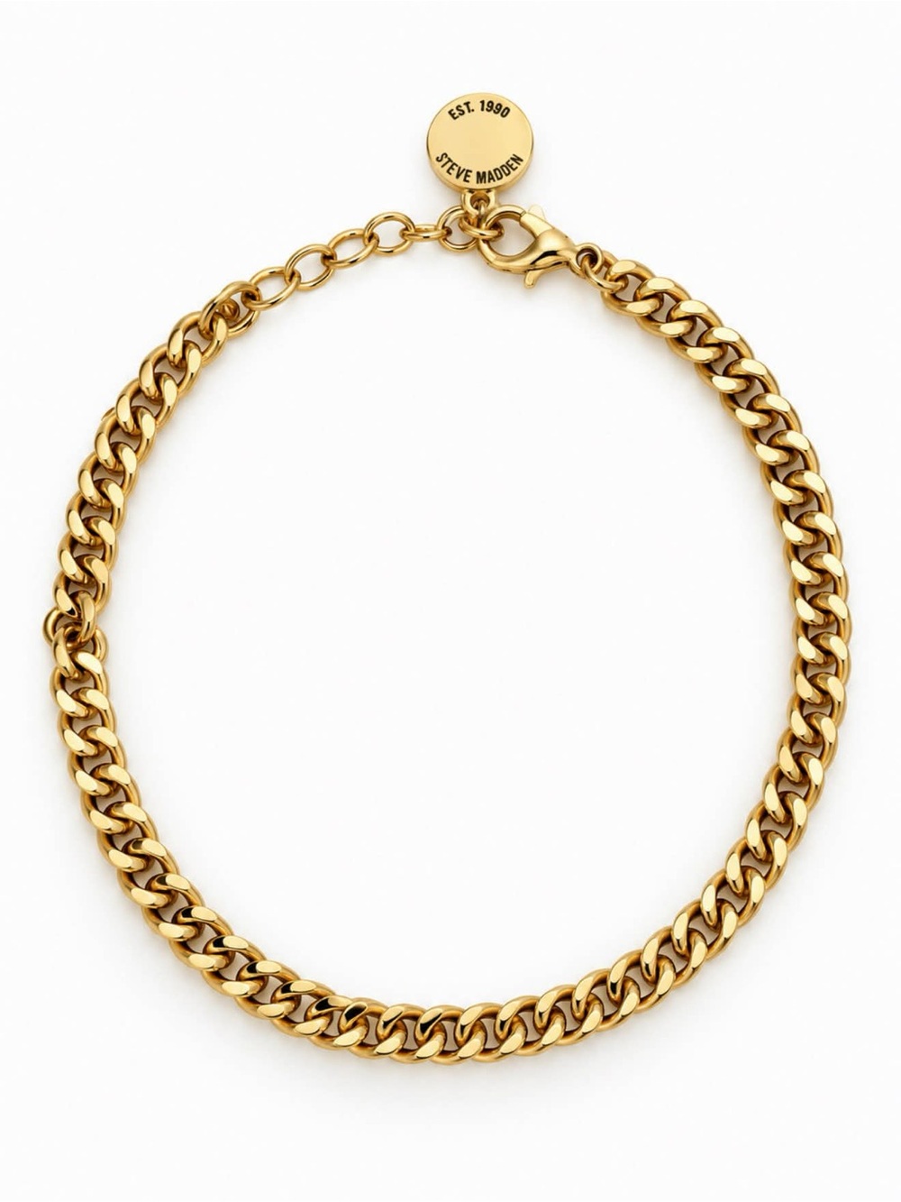 STEVE MADDEN • Gold Curb Link Chain Anklet Bracelet Adjustable